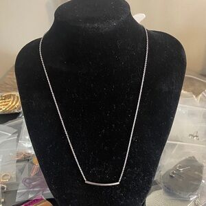 Silver Silvertone Bar Pendant Necklace Fits 16.5” to 19.5” EUC